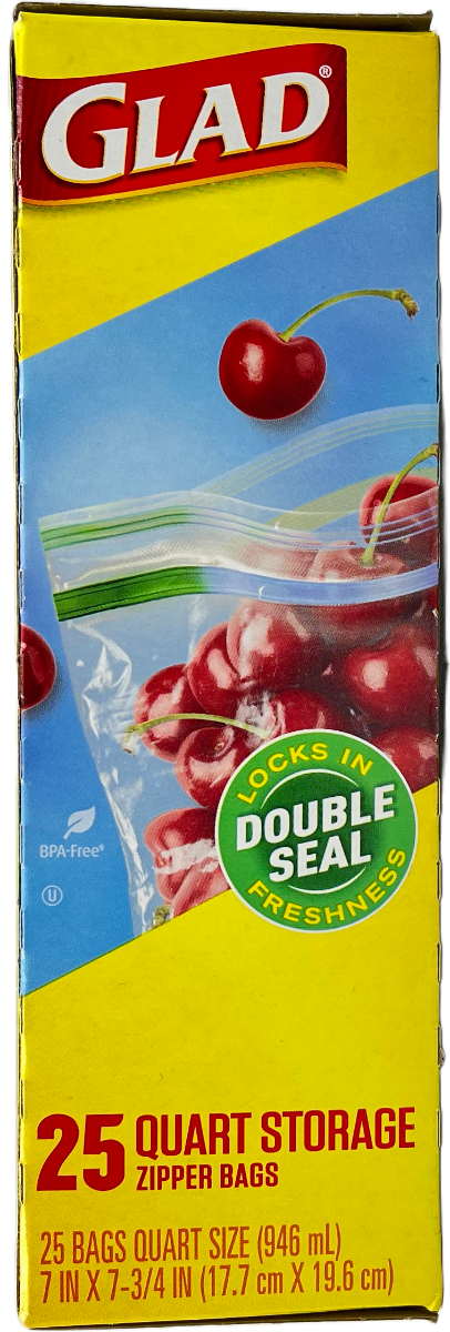 Glad 25-Count Quart Zipper Bags: Fresh-Seal Storage