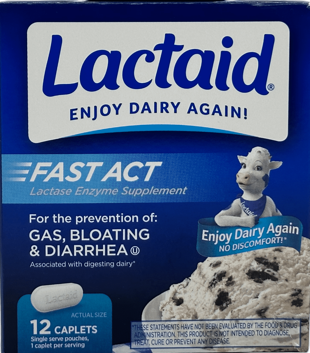 Lactaid Lactase Enzyme Supplement: 12 Caplets for Dairy Freedom